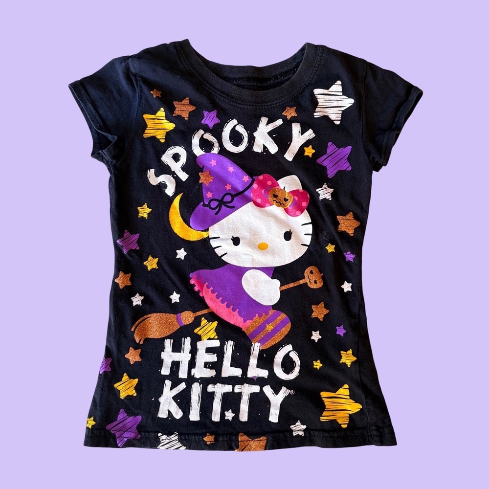 Y2K Sanrio Hello Kitty Spooky Halloween Scene Baby Tee Short Sleeve #16